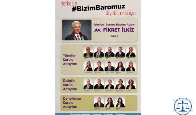 İstanbul Baro Başkanlığı'na aday olan Fikret İlkiz; yönetime aday ekibini açıkladı